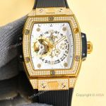 Iced Out Hublot Spirit of Big Bang Yellow Gold Replica Watches 47x52mm Men